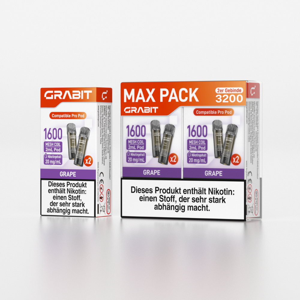 Gragit GRABIT MAX Pack 4in1 Pod – 3200 Züge | 10 Geschmacksrichtungen | Easy2Vape
